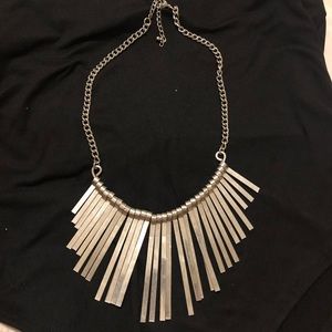 Silver statement necklace.